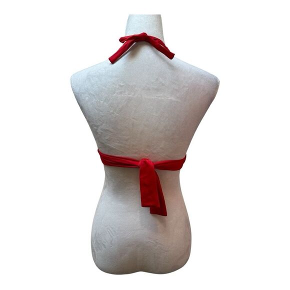 NWT J. Crew Red Halter Triangle Tie Back Swimwear Preppy Top Size S - Picture 3 of 6